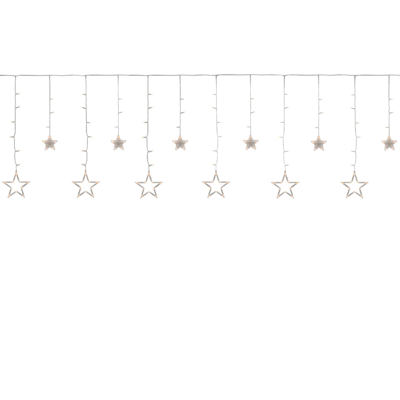 138ct. Clear LED Star Drop Window Curtain Christmas Lights with Clear Wire